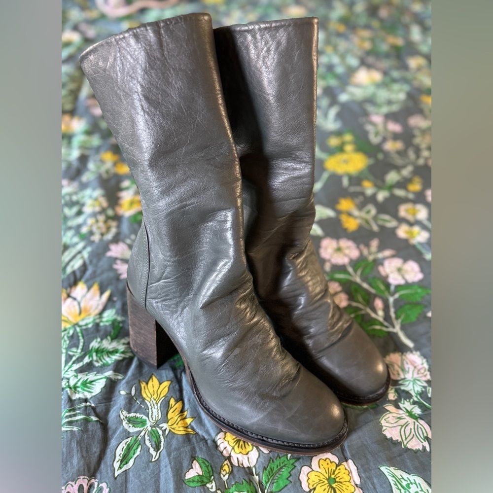 Free People Elle Block Heel Boot | Khaki | Size 7